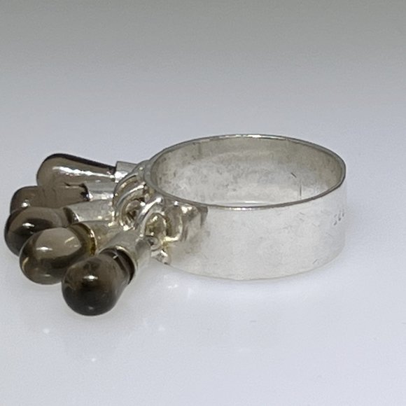 Gypsy Sterling Silver ring with Smoky Quartz beads, flipping fun, sz: 8.5 NWOT - Picture 5 of 8